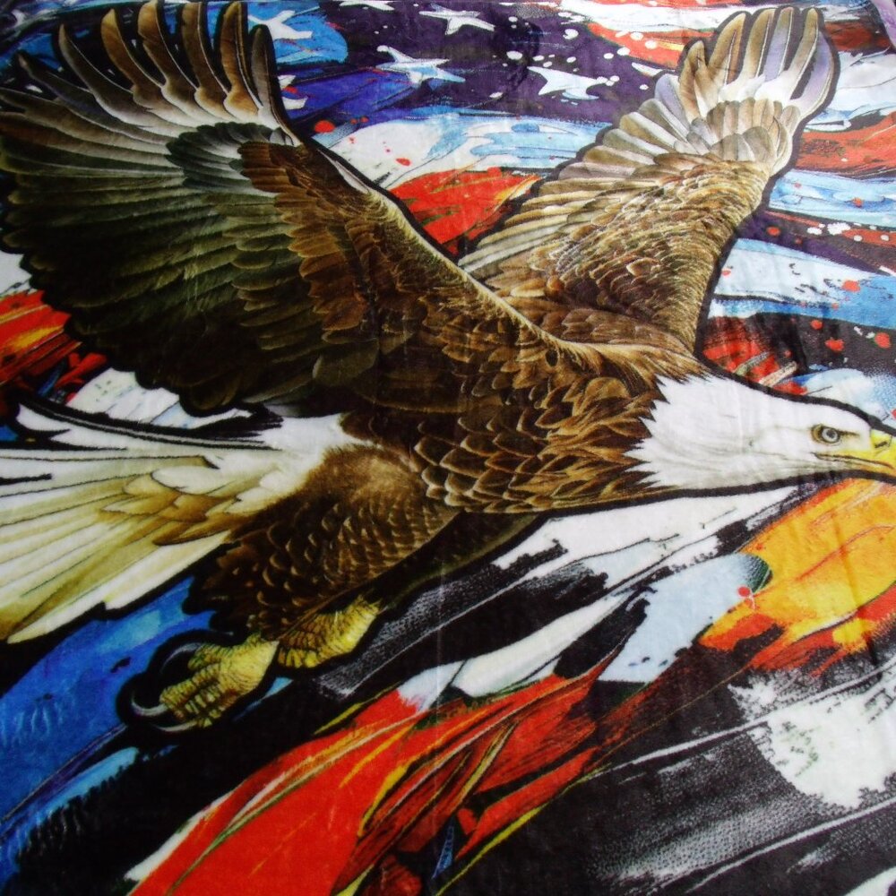 50 x 60 super soft and plush patriotic eagle throw  blanket